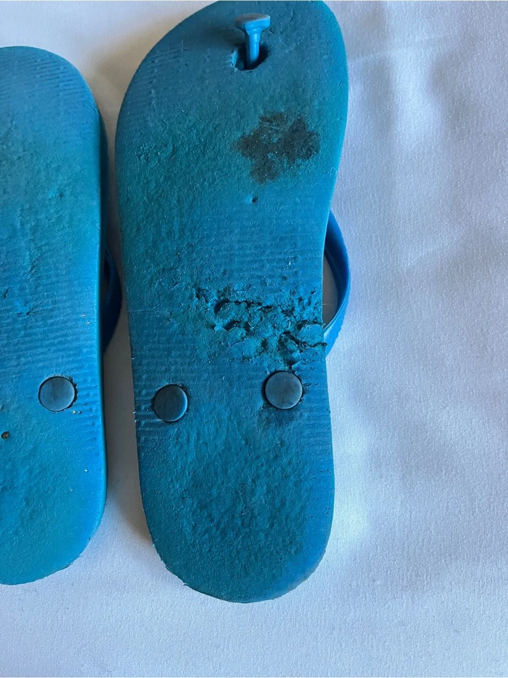 Blue Rubber Thong Flip Flop Sandals Unisex Casual Beach Shoes Approx Kids Size 5